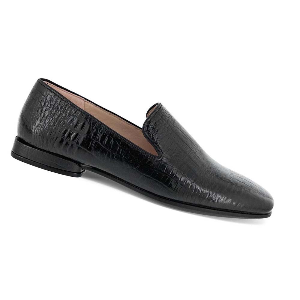 Női Ecco Anine Squared Smoking Loafer Cipő Fekete | HU 154GSO